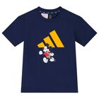 طقم شورت اولاد ديزنى بالشعار باللون الازرق, 1, hi-res