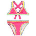 Girls Pink Embroidered Bikini, 1, hi-res