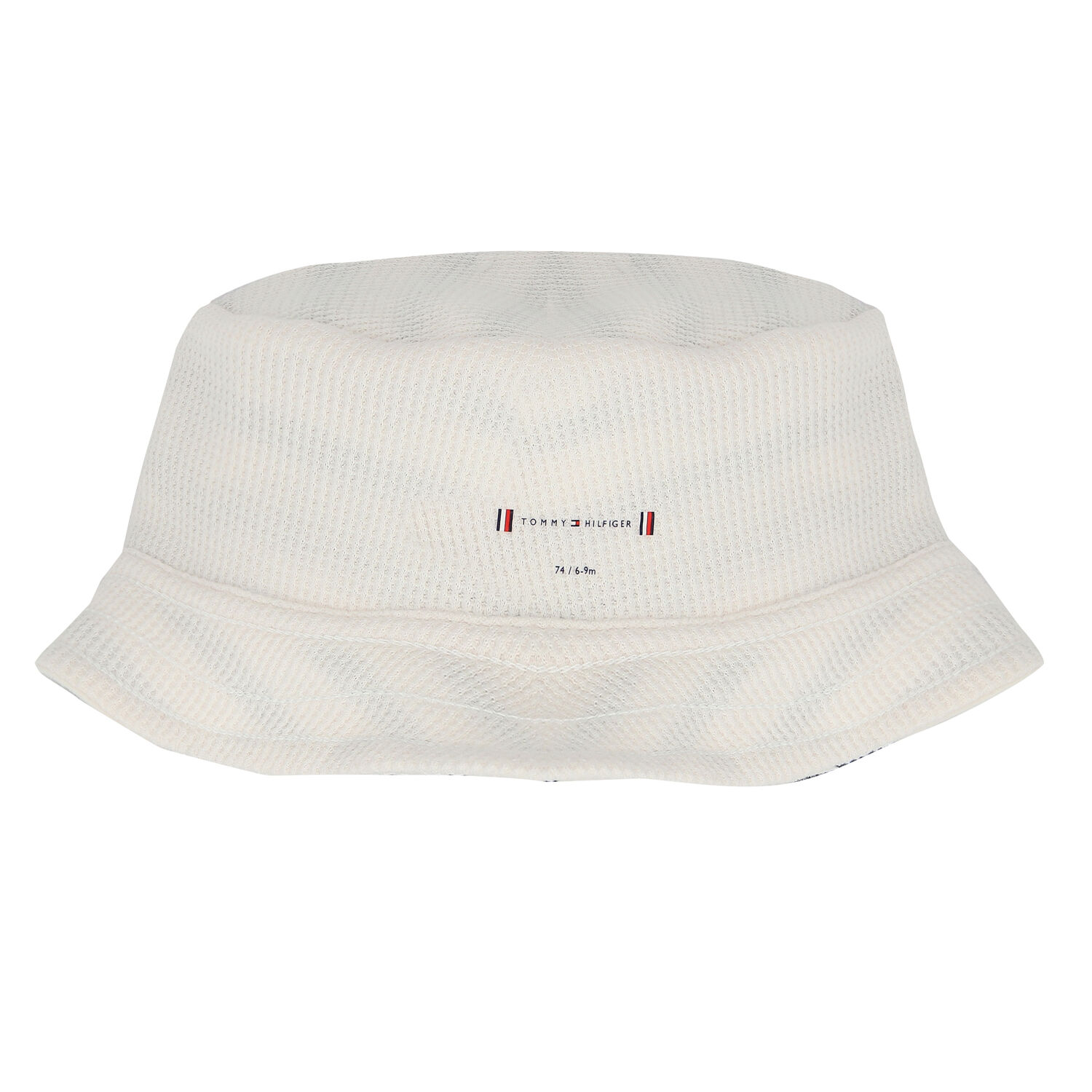 Navy Blue & Ivory Striped Logo Romper & Hat Baby Set, 1, hi-res