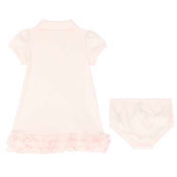 Baby Girls Pink Logo Polo Dress Set