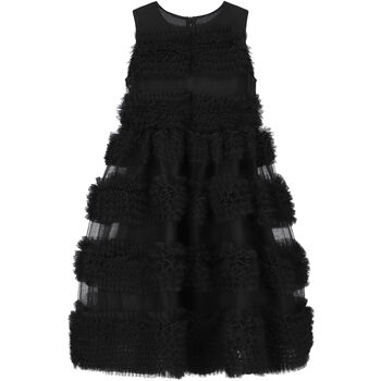Girls Black Tulle Frills Logo Dress