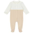 Baby Boys White & Beige Babygrows ( 2-Pack ), 2, hi-res