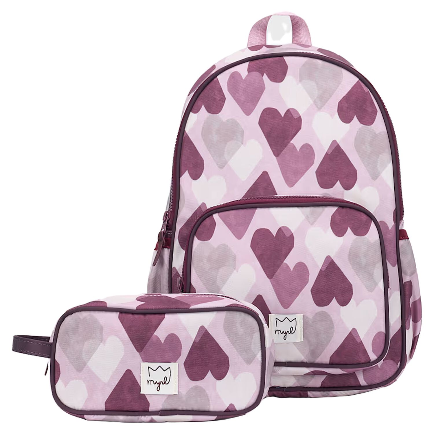 Girls Pink Heart Backpack ( 40cm ), 1, hi-res