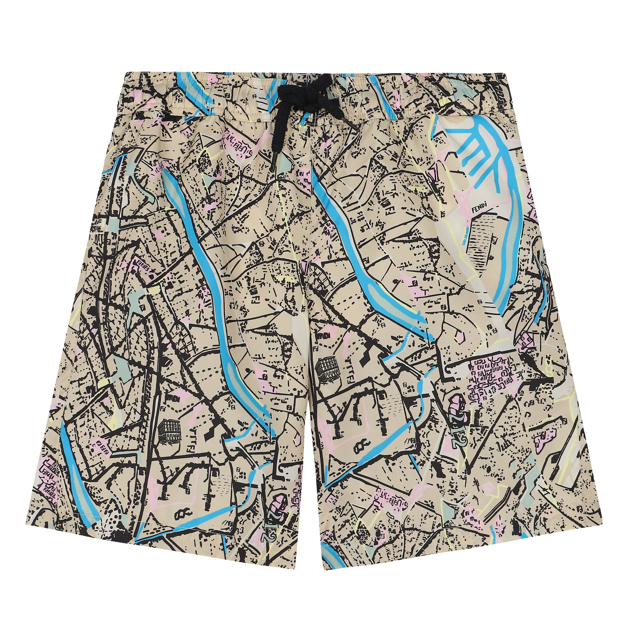 Fendi Boys Beige Abstract Swim Shorts Junior Couture UAE