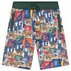 Boys Green Teddy Bear Logo Shorts, 2, hi-res