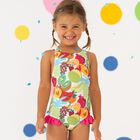 Girls Multi-Coloured Fruit Swimsuit, 1, hi-res