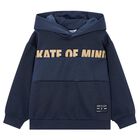 Boys Navy Blue Hooded Top, 1, hi-res