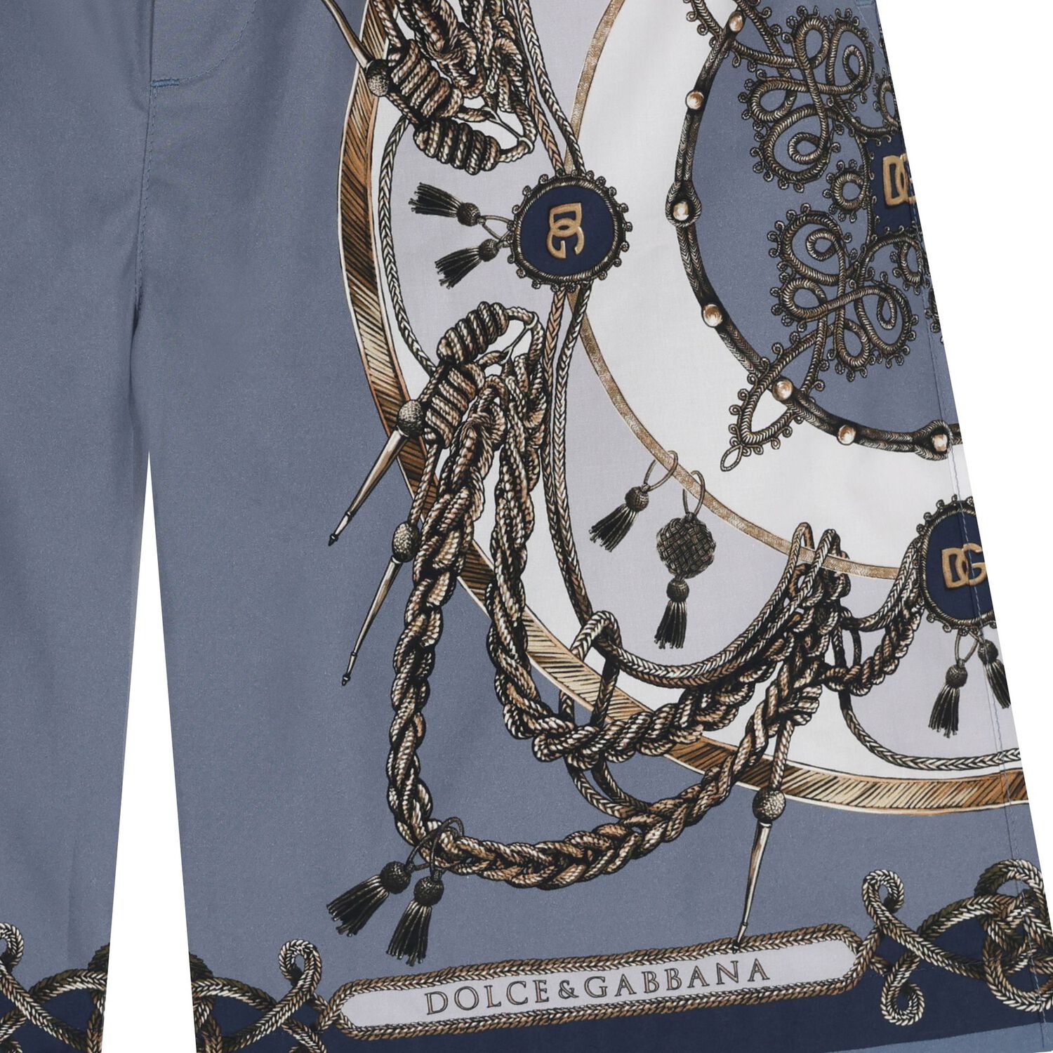 شورت اولاد بالشعار باللون الازرق والرمادى , 1, hi-res