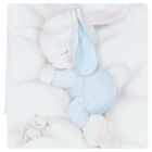 Baby Boys White & Blue Bunny Blanket Set, 2, hi-res