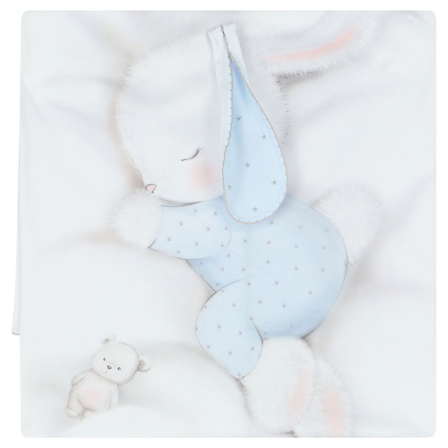 Baby Boys White & Blue Bunny Blanket Set, 2, hi-res image number null