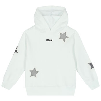 Girls White Logo Hooded Top