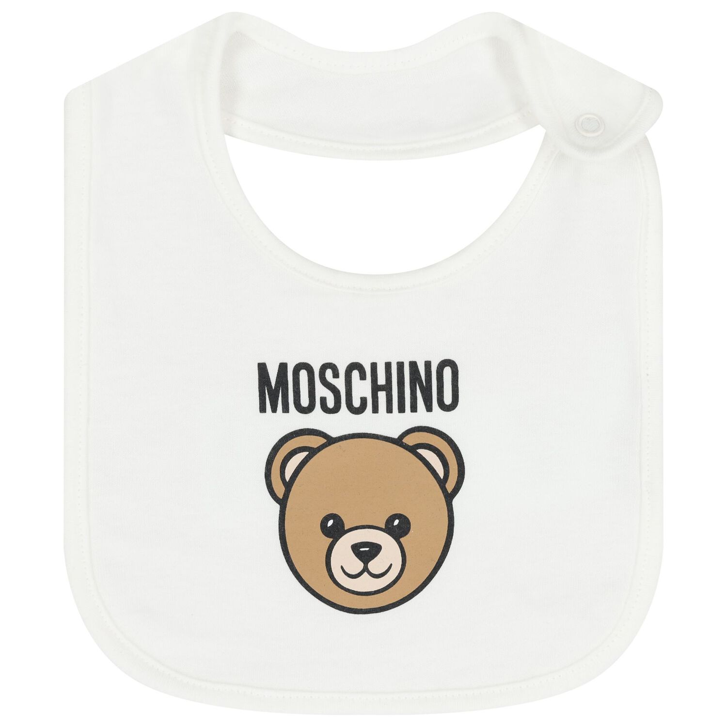 White Teddy Bear Logo Hat & Bib Baby Gift Set, 1, hi-res