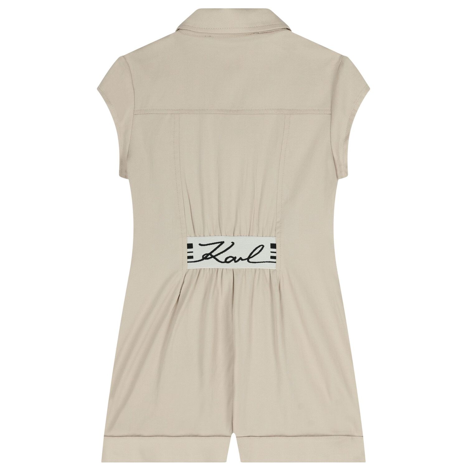 Girls Beige Logo Playsuit, 1, hi-res