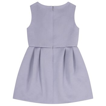 Girls White & Purple Logo Dress