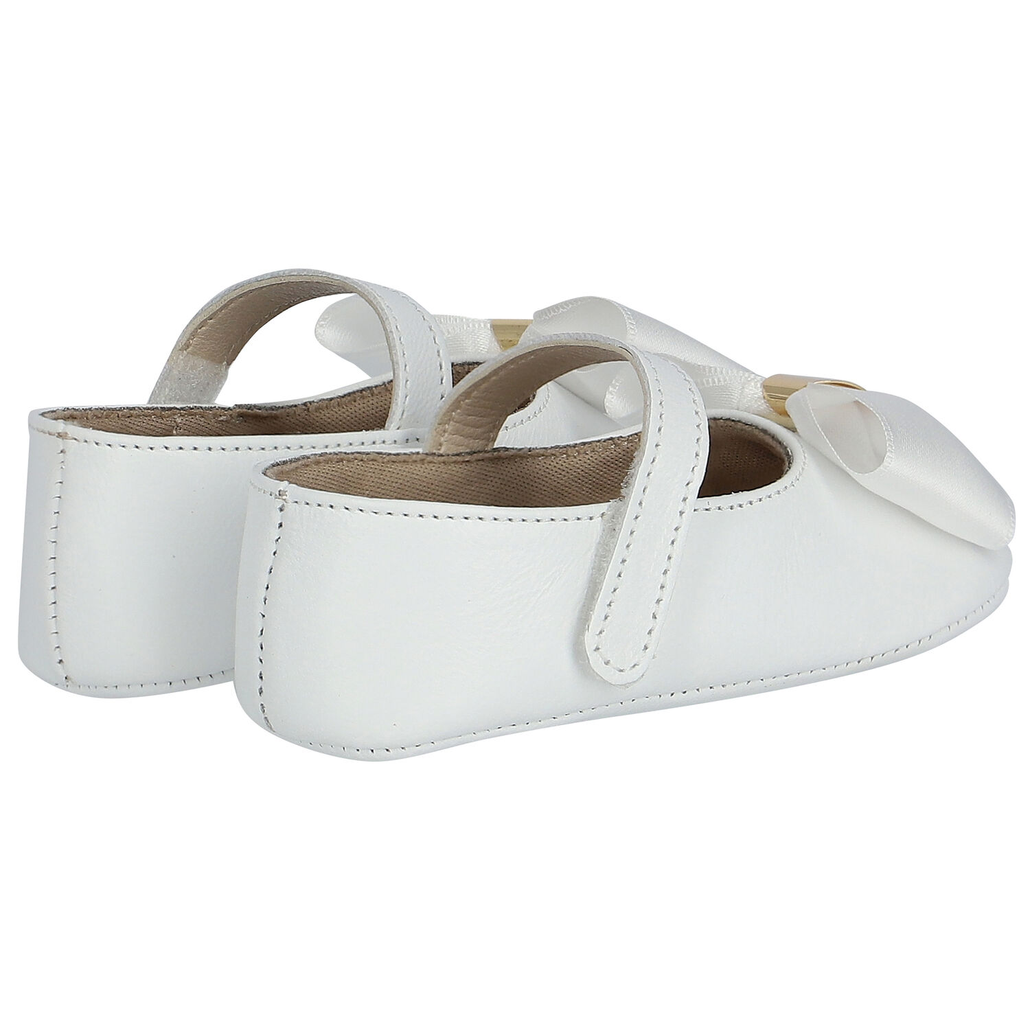 Baby Girls White Bow Shoes, 1, hi-res
