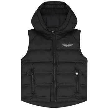 Boys Black Aston Martin Logo Gilet