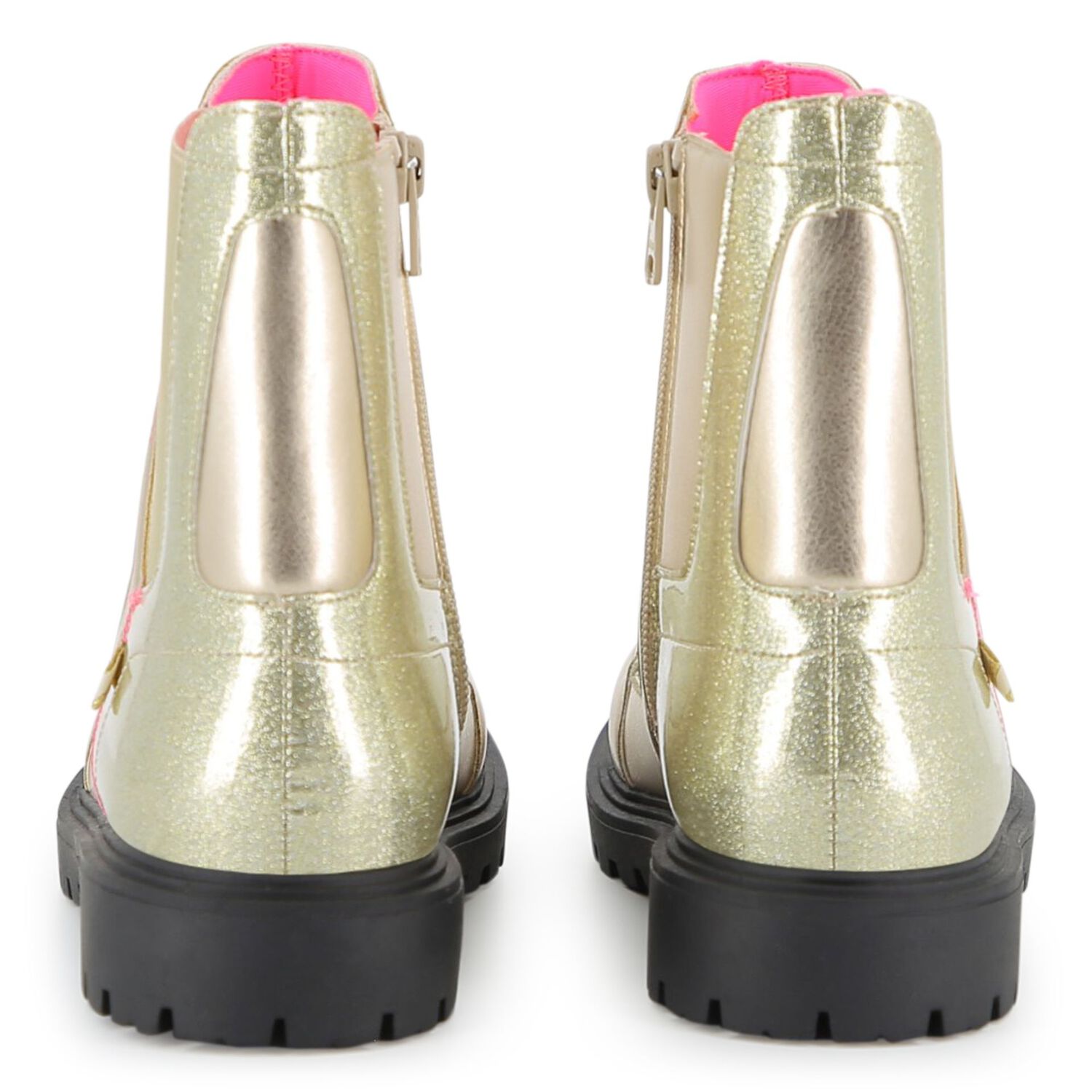 Girls Gold Faux Leather Ankle Boots, 1, hi-res