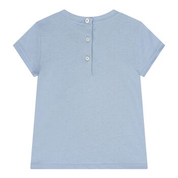 تيشيرت للبنات الصغيرات بتصميم دب تيدي باللون الأزرق