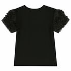 تيشيرت بالشعار باللون الاسود للبنات, 2, hi-res