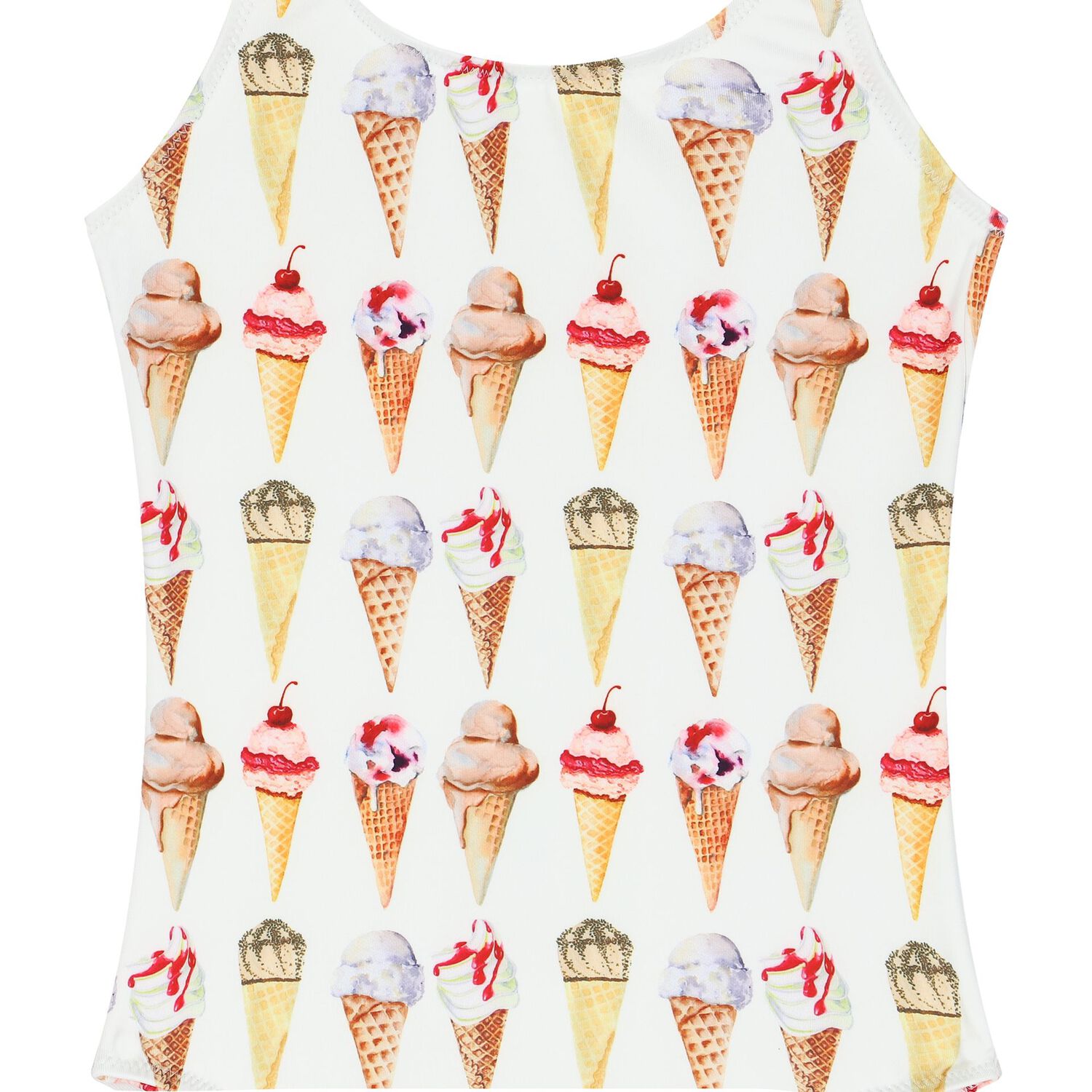 مايوة بنات بطبعة ايس كريم باللون الأبيض, 1, hi-res image number null