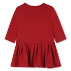 Younger Girls Red Pleated Logo Dress, 1, hi-res