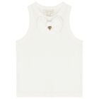 Girls White Bow Top, 1, hi-res