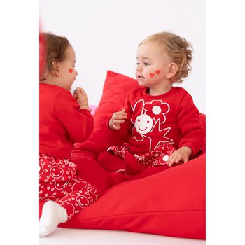 Girls Red Flower Dress Set