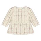 Younger Girls Ivory Plaid Tweed Dress, 1, hi-res