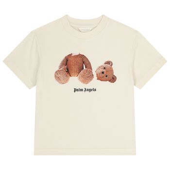 تيشيرت بنات بشعار دب تيدي باللون العاجي