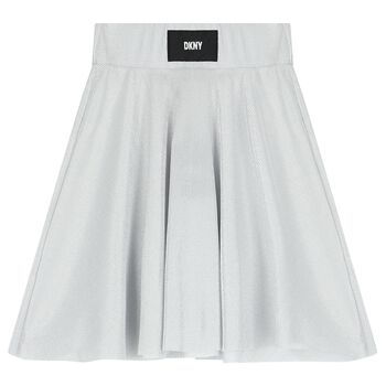 Girls Silver Plissé Skirt