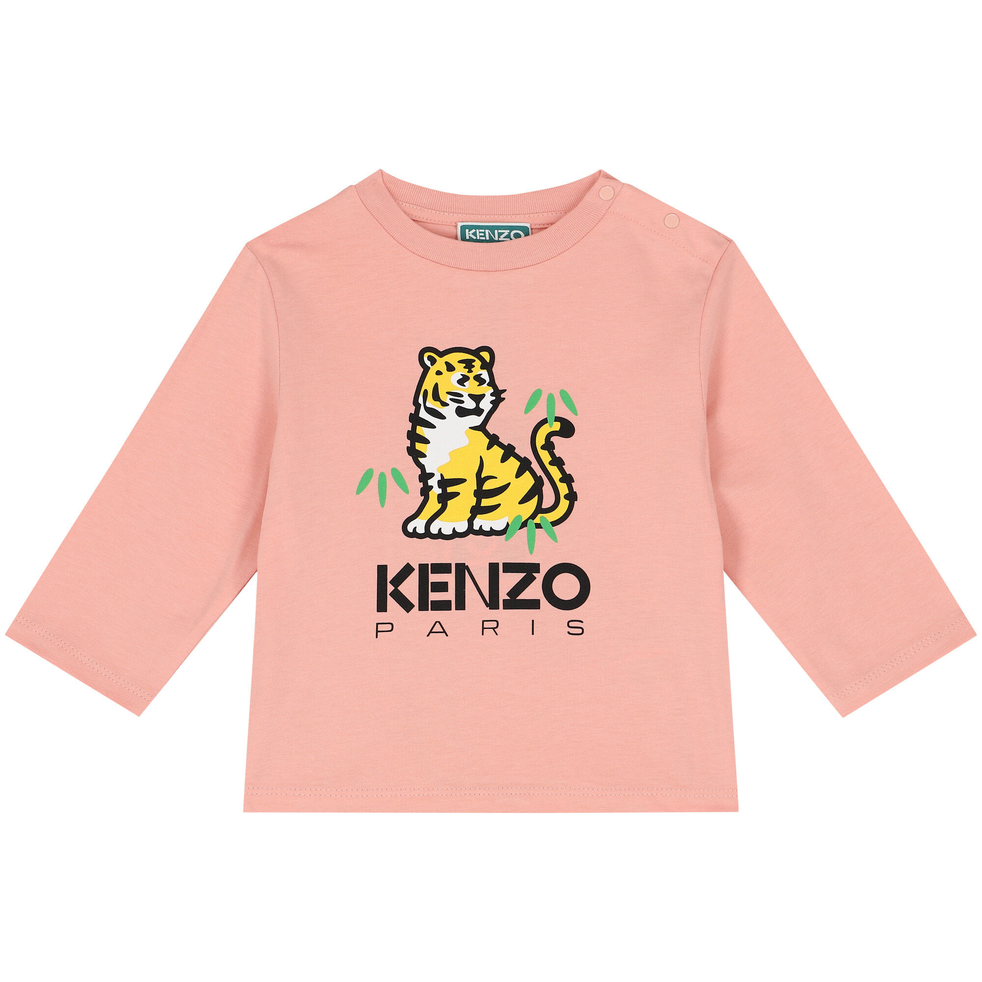 KENZO KIDS Girls Pink Tiger Logo Long Sleeve Top Junior Couture UAE