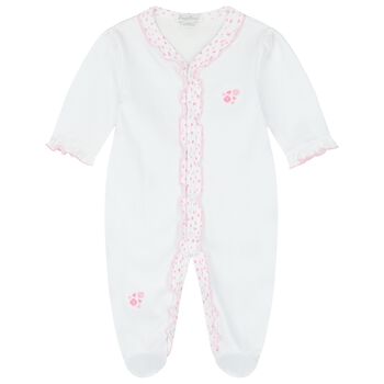 Baby Girls White Ruffled Babygrow