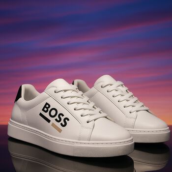 Boys White Logo Trainers