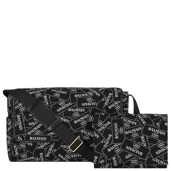 حقيبة تغيير حفاضات الأطفال بشعار باللون أسود