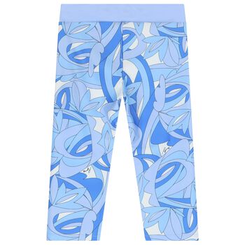Girls Blue Abstract Leggings