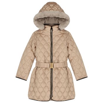 Girls Beige Puffer Coat