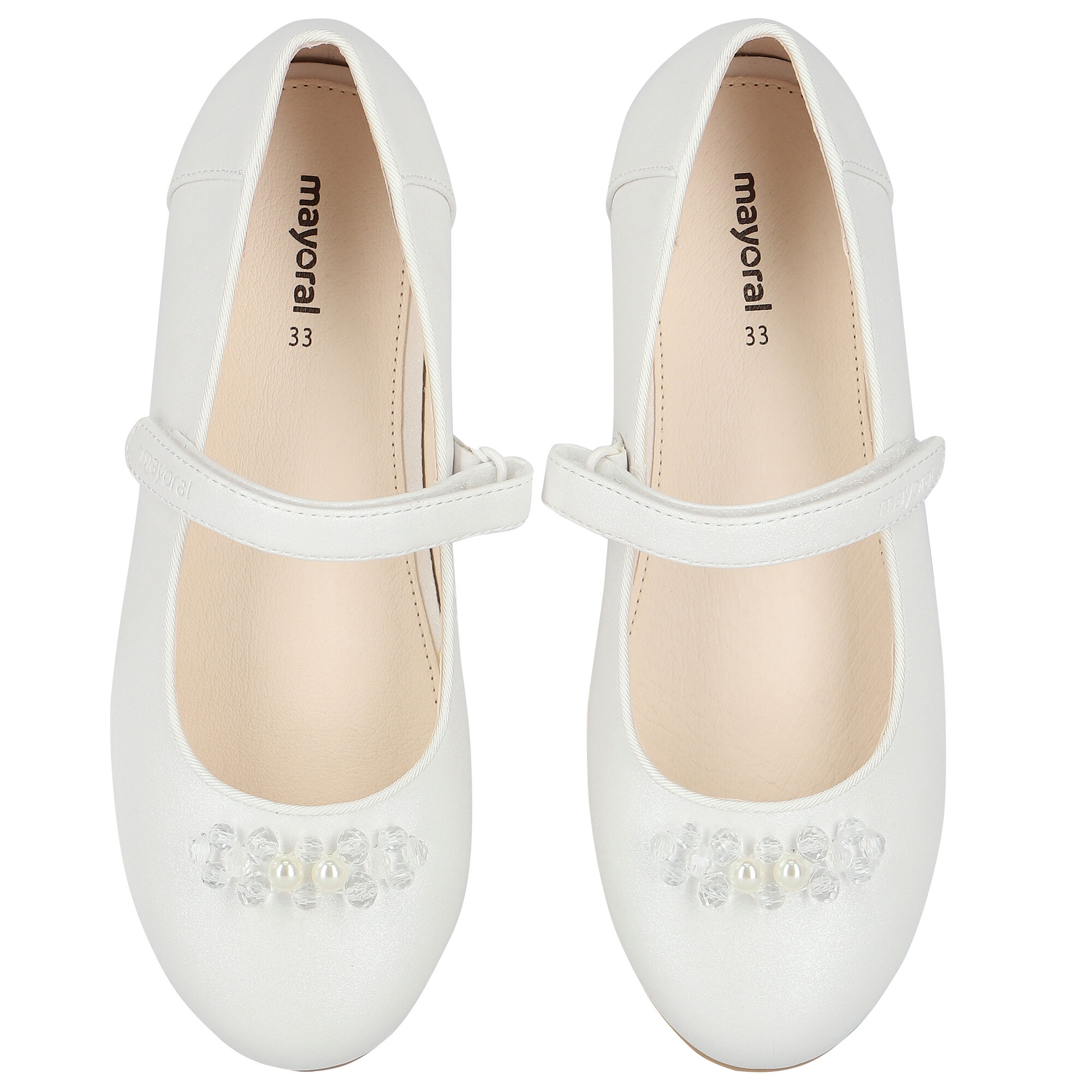 Mayoral Girls Pink Pearl Crystal Ballerina Shoes Junior Couture UAE