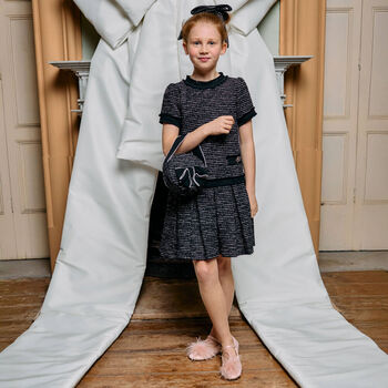 Girls Black Tweed Dress
