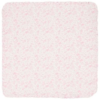 Baby Girls White & Pink Floral Blanket