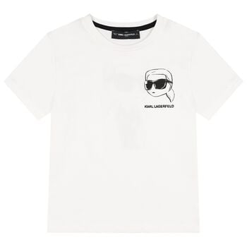 Boys Mini Me White Ikonik Karl Logo T-Shirt