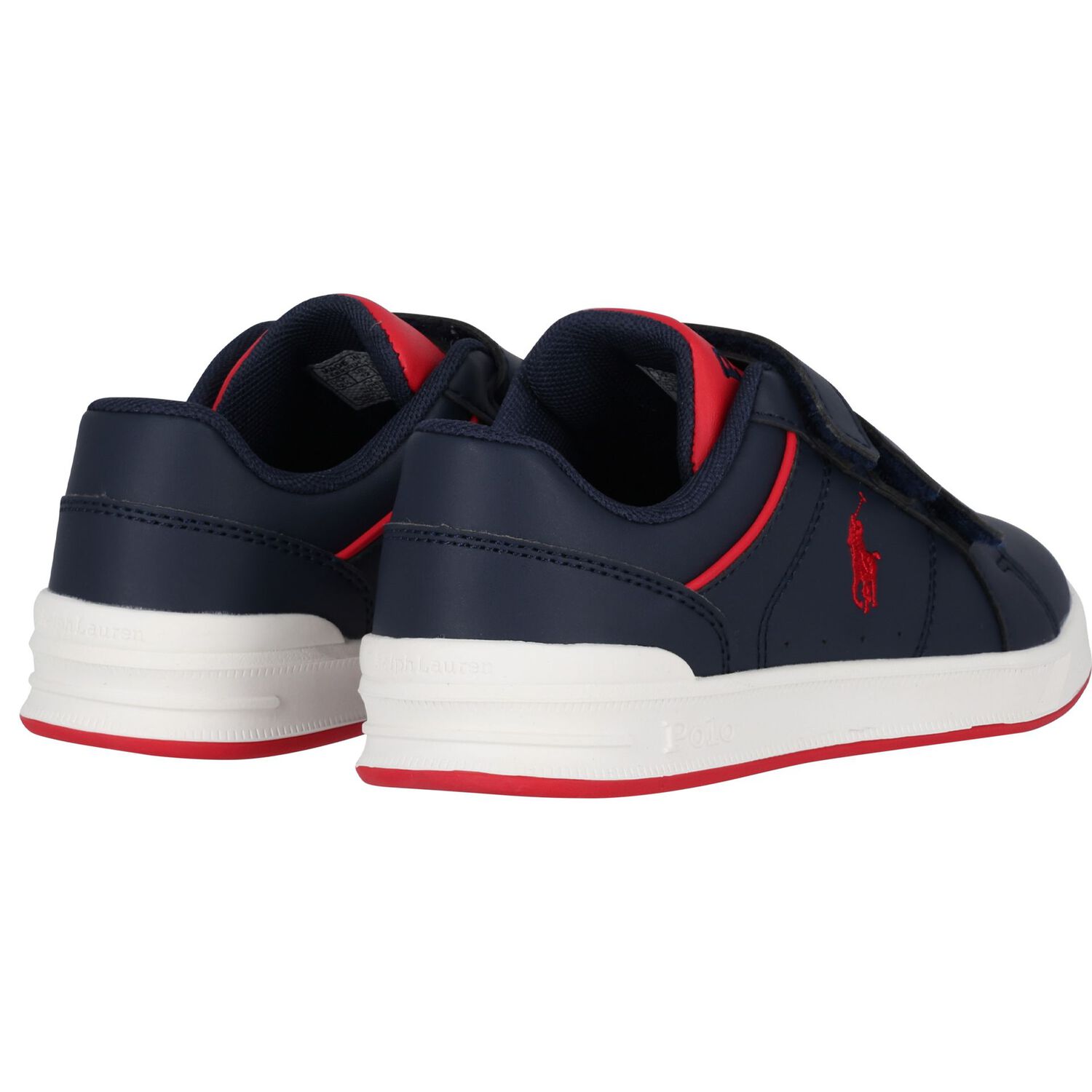 Boys Navy Blue & Red Logo Trainers, 1, hi-res
