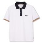 Boys White Logo Polo Shirt, 1, hi-res