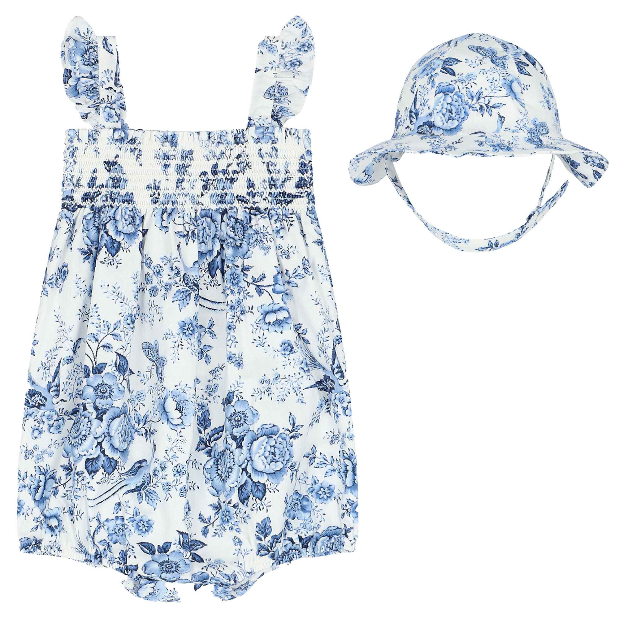 Blue floral romper sale baby