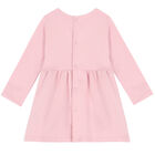 Baby Girls Pink Logo Cotton Dress, 1, hi-res