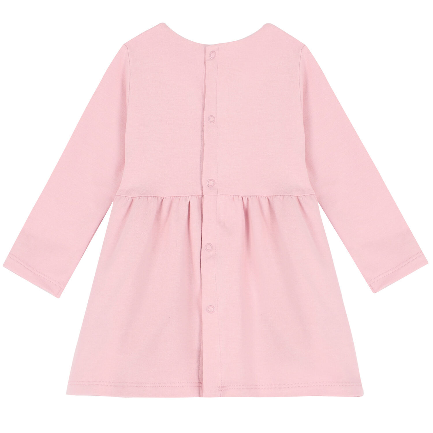 Baby Girls Pink Logo Cotton Dress, 1, hi-res