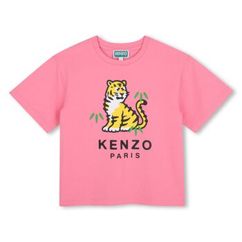 Girls Pink Tiger Logo T-Shirt
