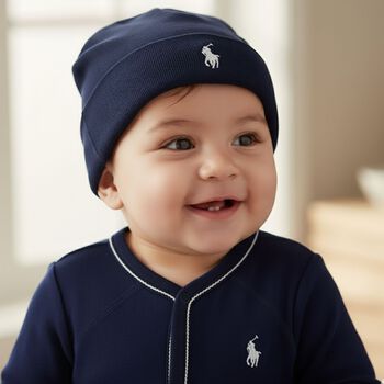 Baby Boys Navy Logo Hat