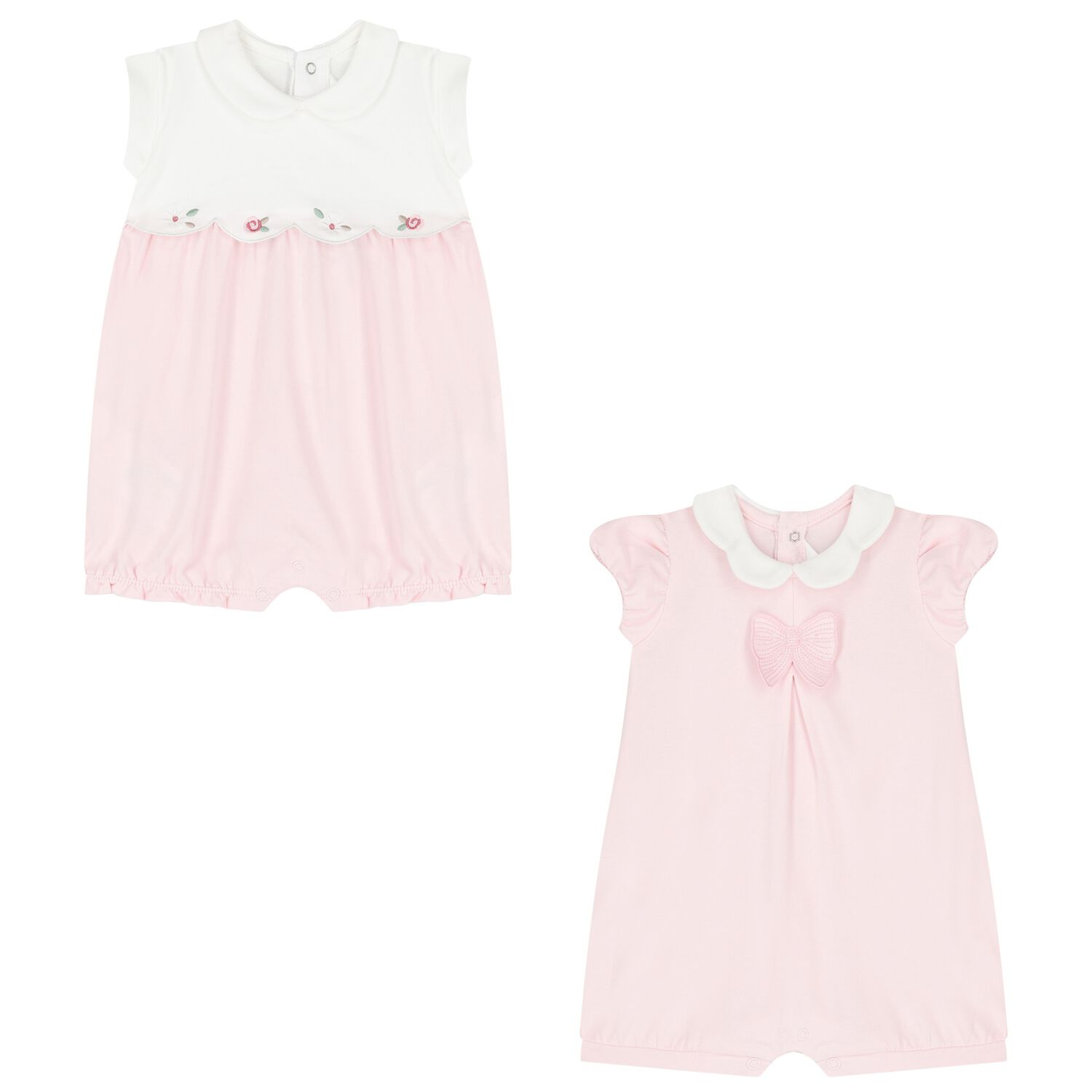 Baby Girls Pink Cotton Rompers ( 2-Pack ), 1, hi-res