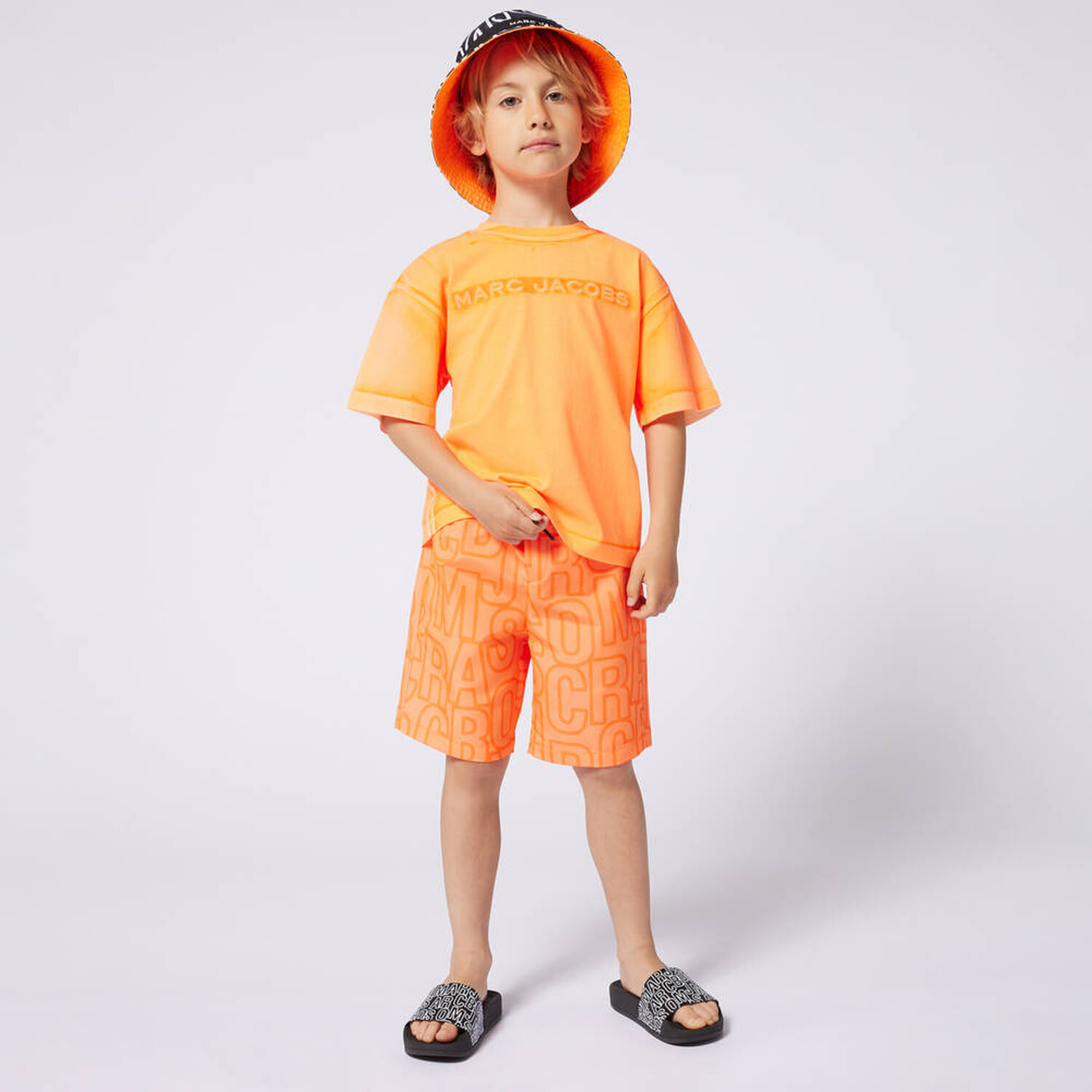 Boys Orange Logo Swim Shorts, 1, hi-res image number null