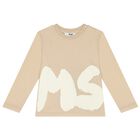Beige Logo Long Sleeve Top, 1, hi-res
